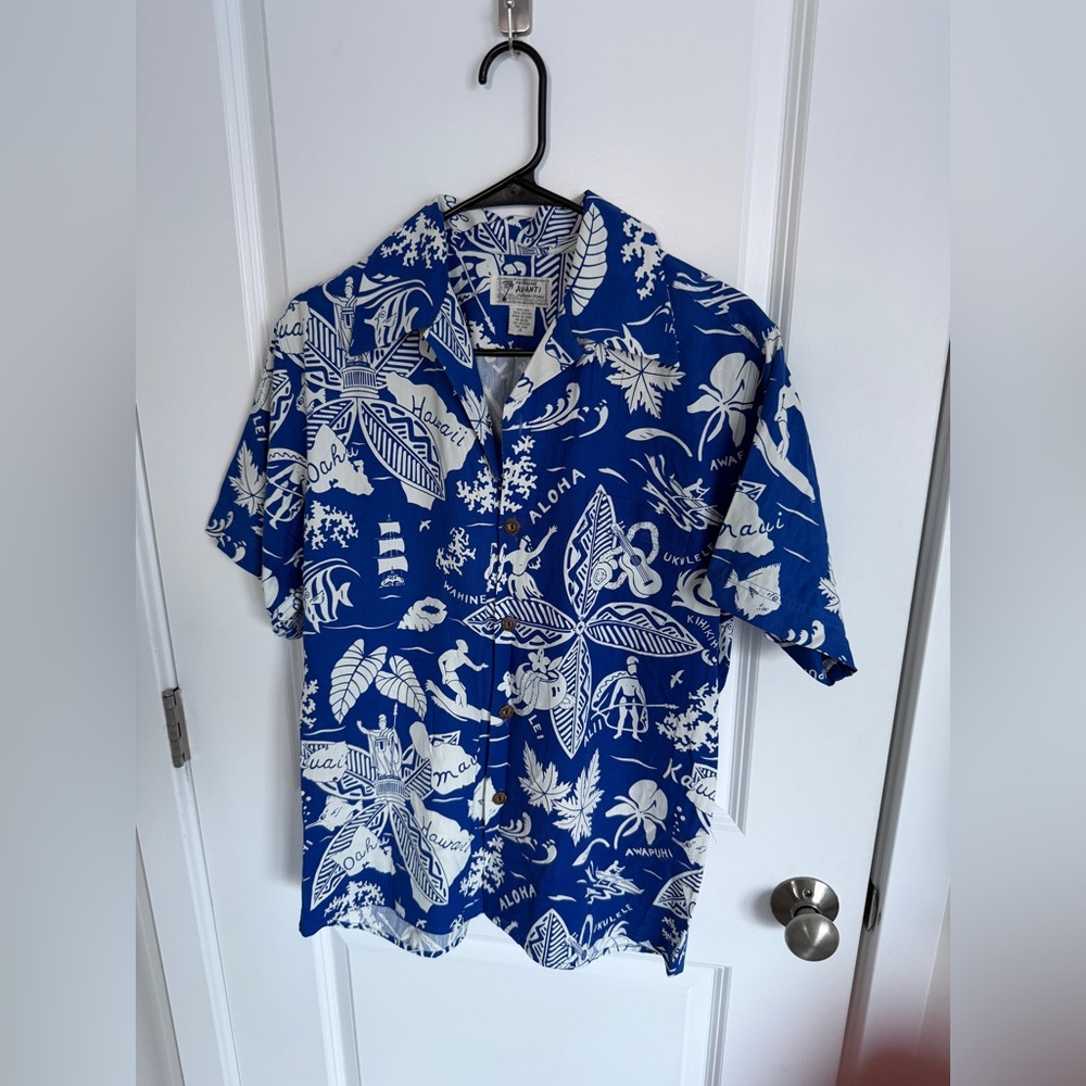 Avanti Blue and White Tropical Shirt